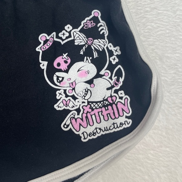 Los Angeles Apparel Kuromi “Within Destruction” Black Dolphin Short Shorts Sz S - Picture 2 of 9